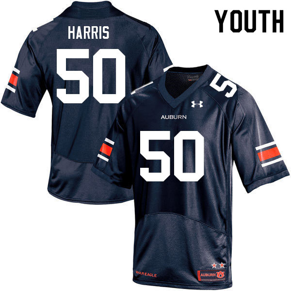 Youth #50 Marcus Harris Auburn Tigers College Football Jerseys Sale-Navy